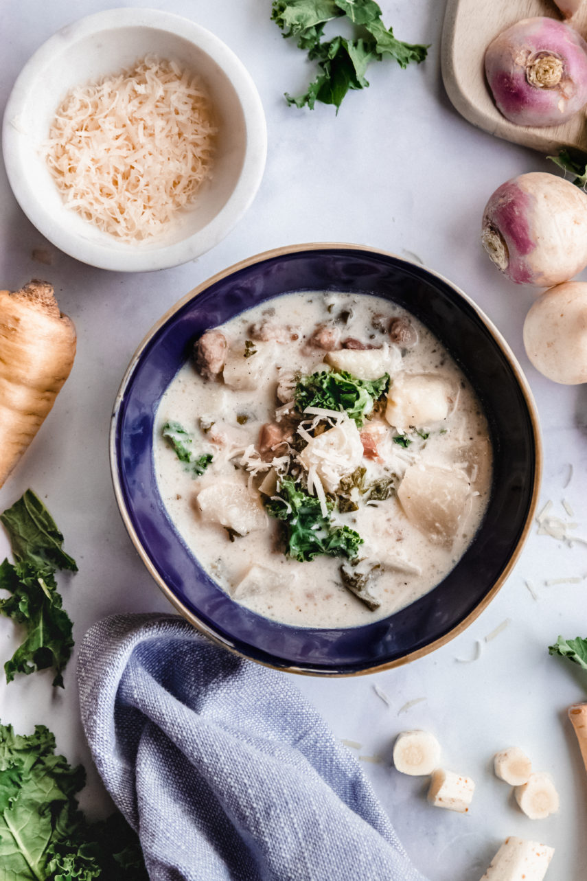 Zuppa Toscana with Turnips and Parsnips