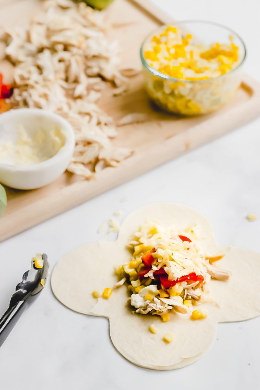 Easy Sweet Corn, Tomatillo and Chicken Foldable Tacos