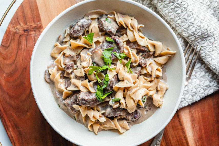 All in one Pressure Cooker Beef Stroganoff with Noodles | Rosalynn Daniels